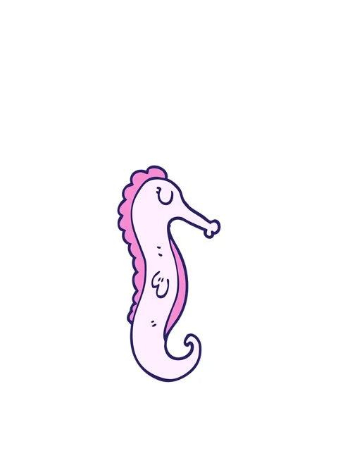 Rise and float animation of cartoon doodle sea horse Stock Footage 324103994