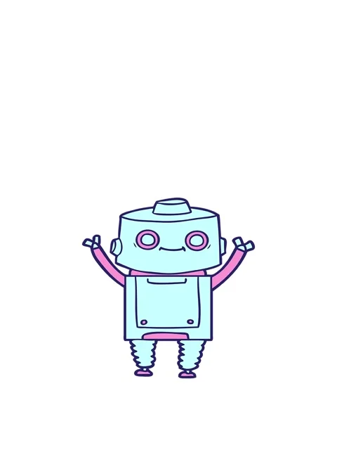 Rise and float animation of a cartoon android Stock Footage 324130370