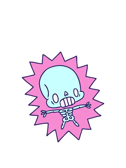 Rise and float animation of cartoon illustration kawaii electrocuted skeleton Stock Footage 324264745