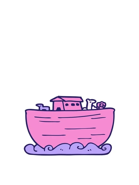 Rise and float animation of cartoon doodle noahs ark Stock Footage 324276573