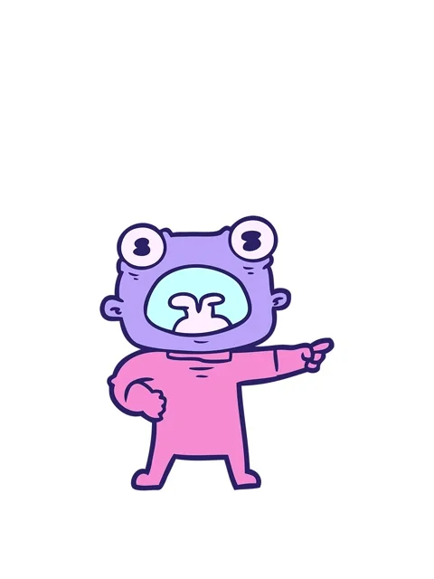 Rise and float animation of cartoon weird alien shouting Stock Footage 324325670