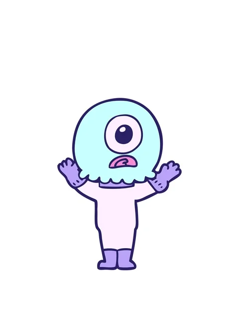 Rise and float animation of cartoon cyclops alien spaceman Stock Footage 324347583