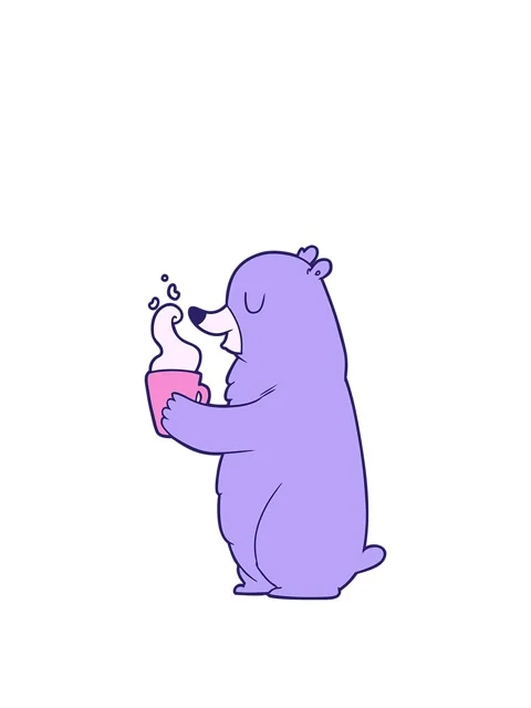 Rise and float animation of cartoon bear with hot drink Video stock 324361038