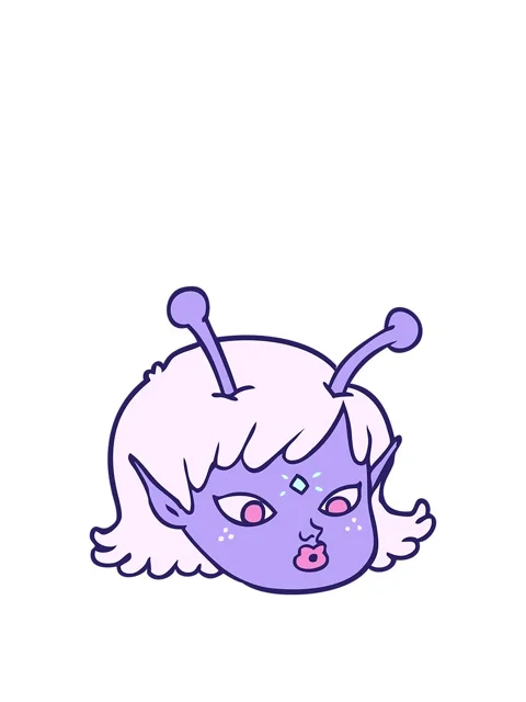 Rise and float animation of cartoon alien space girl face Stock Footage 324363833