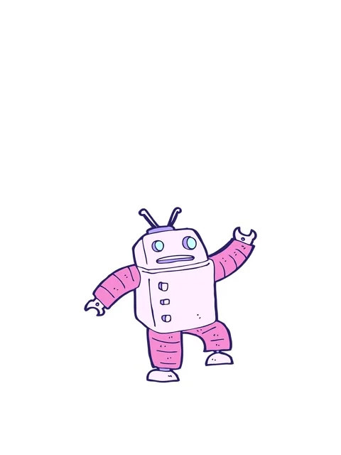 Rise and float animation of a cartoon android doodle Stock Footage 324405412