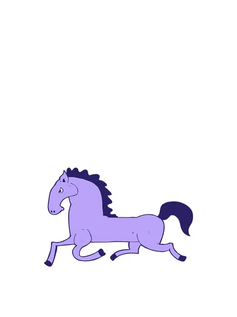 Rise and float animation of cartoon running horse doodle Stock Footage 324415469