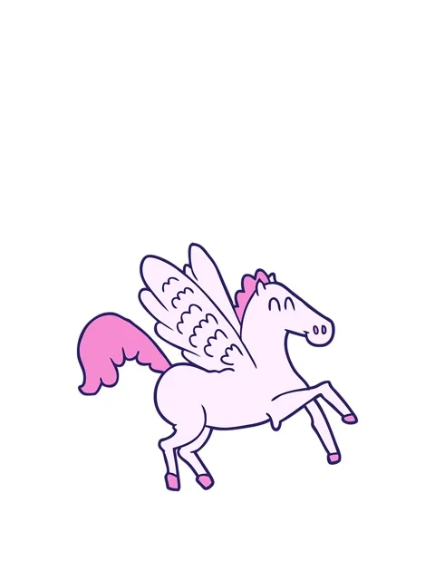 Rise and float animation of cartoon winged horse Stock Footage 324424782