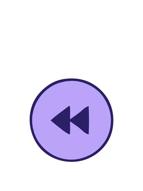 Rise and float animation of cute cartoon of a rewind button Stock Footage 324307992