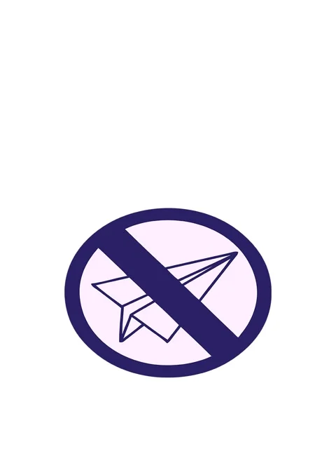 Rise and float animation of cute cartoon of a no paper aeroplanes allowed Stock Footage 324316773