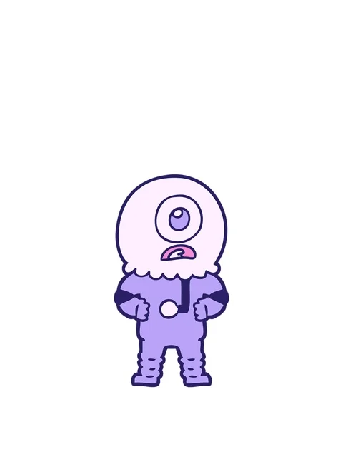 Rise and float animation of cyclops alien spaceman cartoon Stock Footage 324398133