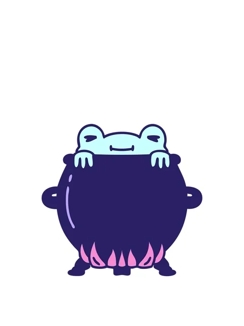 Rise and float animation of a frog bathing in a cauldron Stock Footage 324170025