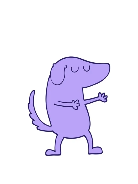 Rise and float animation of hand drawn doodle style cartoon happy dog Video stock 324078768
