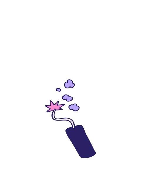 Rise and float animation of hand drawn cartoon doodle of a lit dynamite stick Stock Footage 324259883