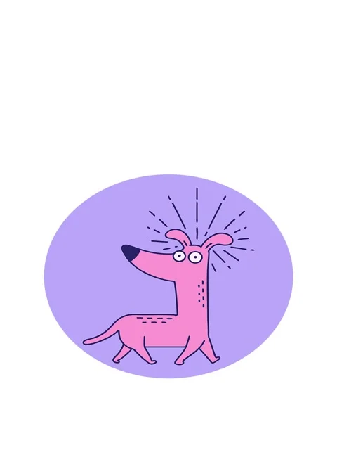 Rise and float animation of icon of a tattoo style surprised dog Video stock 324220331