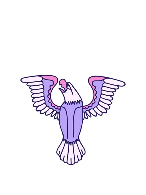 Rise and float animation of iconic tattoo style image of an american eagle Stock Footage 324101456