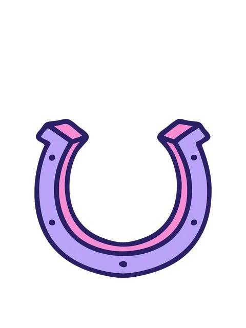 Rise and float animation of iconic tattoo style image of a horse shoe Stock Footage 324168731