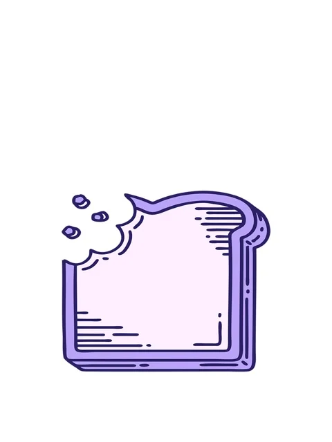 Rise and float animation of iconic tattoo style of a bitten slice of bread Stock Footage 324393735