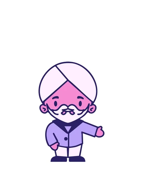 Rise and float animation of indian man with turban indicating direction carto Stock Footage 323592941