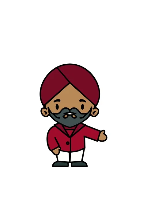 Rise and float animation of indian man with turban indicating direction Stock Footage 324040464