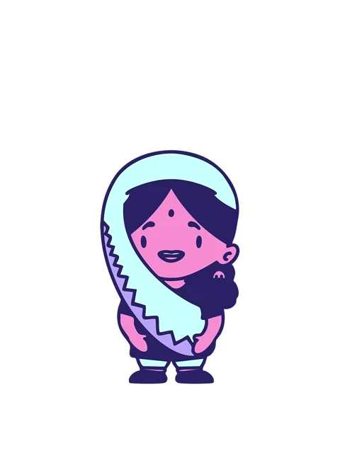 Rise and float animation of indian woman in traditional clothes design Stock Footage 324352930