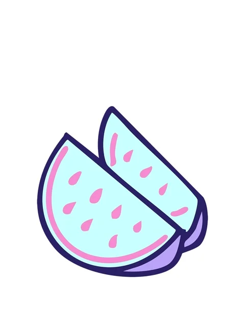 Rise and float animation of slices of Brazilian water melon drawing Stock Footage 324040289