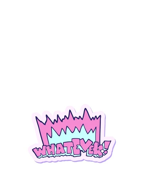 Rise and float animation of sticker of a cartoon Whatever shout Video stock 324052598