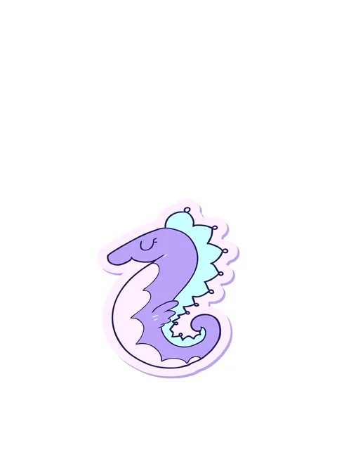 Rise and float animation of sticker of a cartoon sea horse Stock Footage 324057390