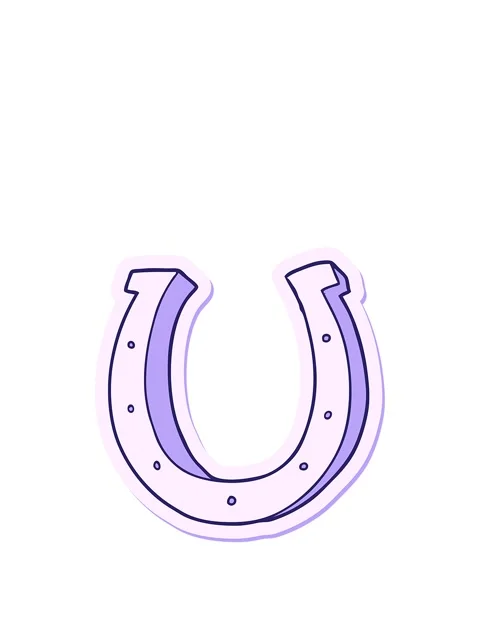 Rise and float animation of sticker of a cartoon iron horse shoe Stock Footage 324079136
