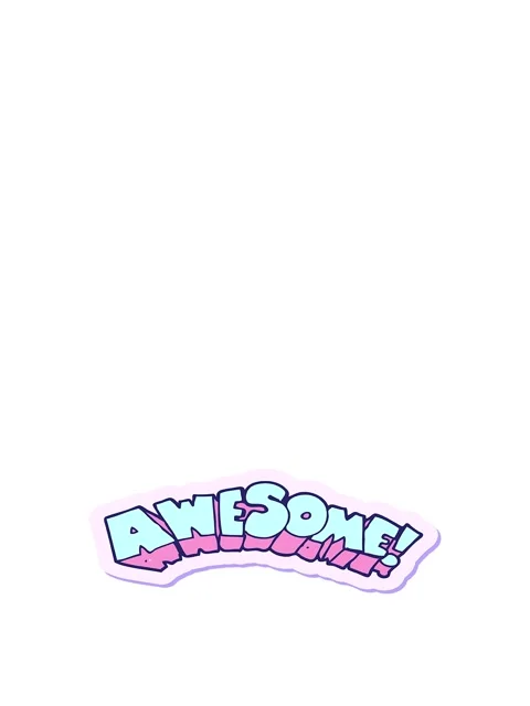 Rise and float animation of sticker of a cartoon word awesome Video stock 324265160