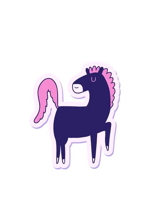 Rise and float animation of sticker of a happy cartoon horse Stock Footage 324270186