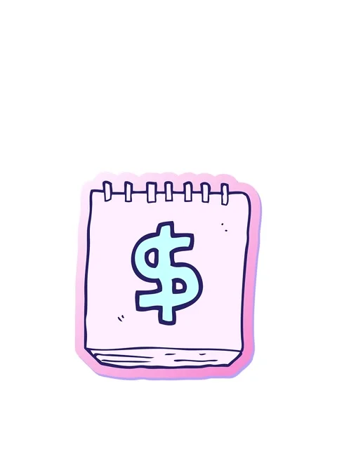 Rise and float animation of sticker of a cartoon note pad with dollar symbol Stock Footage 324476762