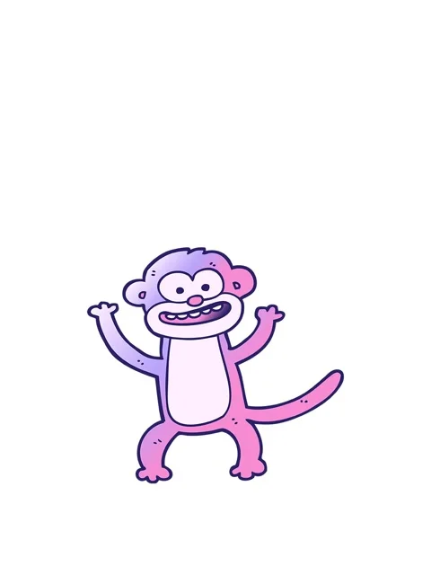 Rise and float animation of vector gradient illustration cartoon monkey Stock Footage 324125311