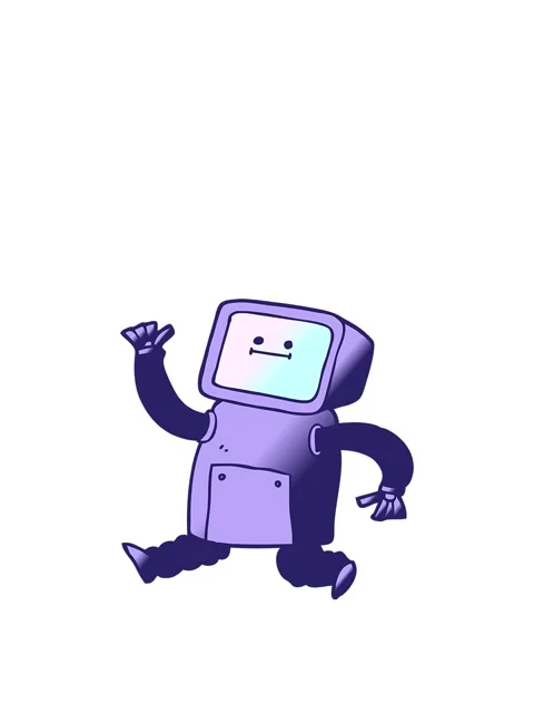 Rise and float animation of vector gradient illustration cartoon robot runnin Stock Footage 324348441