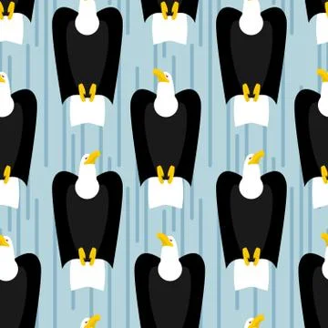 Rise Bald Eagle seamless pattern. bird of prey of family Accipitridae texture Stock Illustration