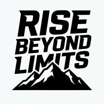 Rise Beyond Limits Motivational Typography with Mountain Peak Graphic Element Stock Illustration
