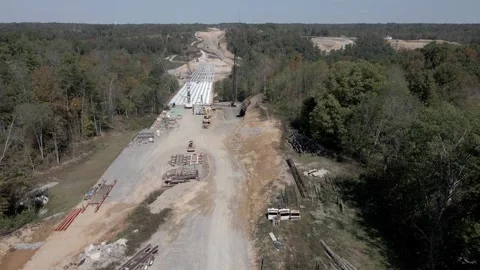 Rise at bridge construction site Stock Footage 294040873