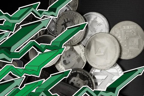 Rise of cryptocurrencies Foto stock