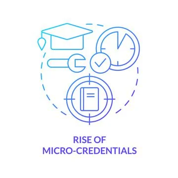 Rise of micro credentials blue gradient concept icon Stock Illustration