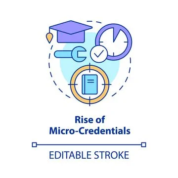 Rise of micro credentials concept icon Stock Illustration