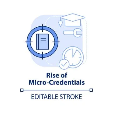 Rise of micro credentials light blue concept icon Stock Illustration