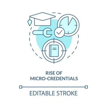 Rise of micro credentials turquoise concept icon Stock Illustration