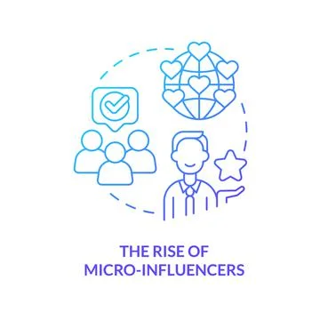 Rise of micro influencers blue gradient concept icon Stock Illustration