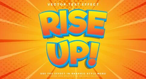 Rise Up modern Style 3d editable text effect Stock Illustration