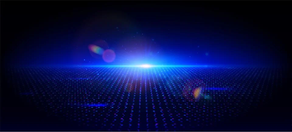 Rise of technology background. Bright digital horizontal with blue light Stock Illustration