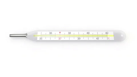 A rise in temperature of the mercury thermometer Stock Footage 85906586