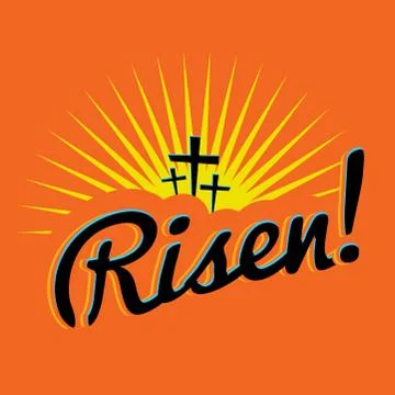 Risen Christian Easter Text Illustration Stock Illustration