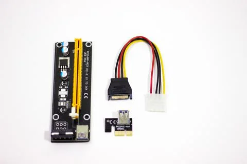 Riser for mining on video card. Device for collecting a mining farm. Mining Stock Photos