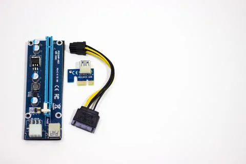Riser for mining on video card. Device for collecting a mining farm. Mining Stock Photos