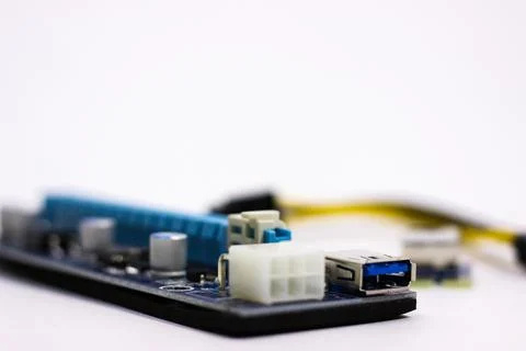 Riser for mining on video card. Device for collecting a mining farm. Mining Stock Photos