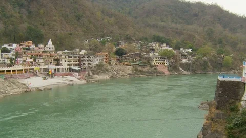 Rishikesh, India, Ganges River, Establishing shot / Wide shot Stock Footage 126418632